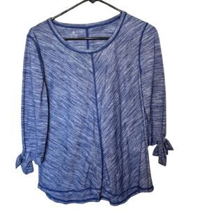 T by Talbots Petite Medium Blue Heather Long Sleeve Top Shirt Casual Athleisure